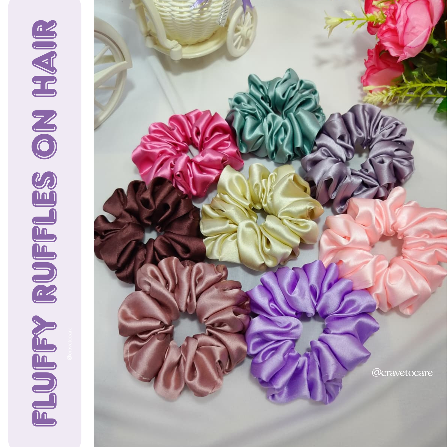 Premium satin scrunchies - set of 8
