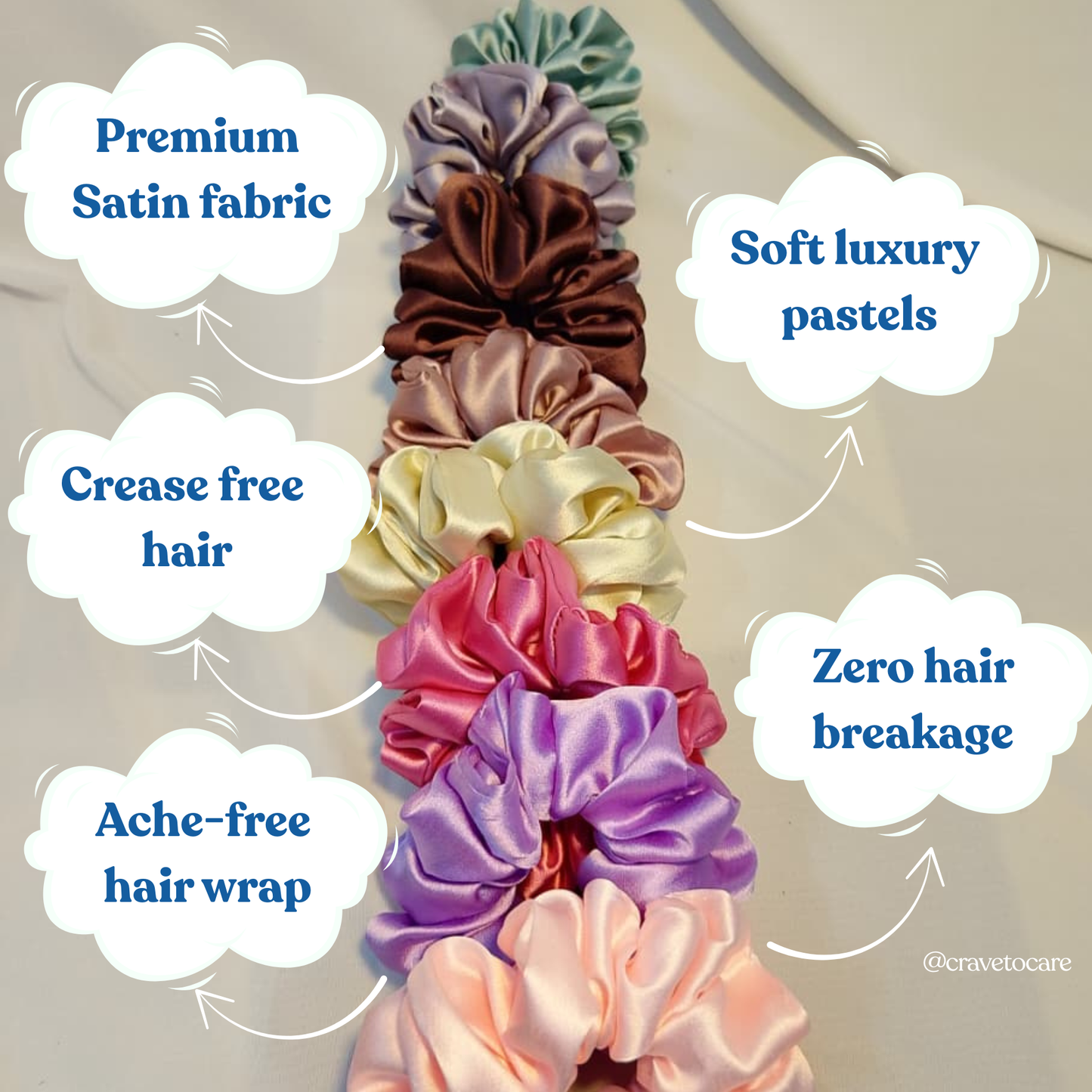 Premium satin scrunchies - set of 8