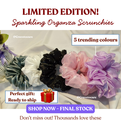 Sparkling organza Scrunchies - Set of 5